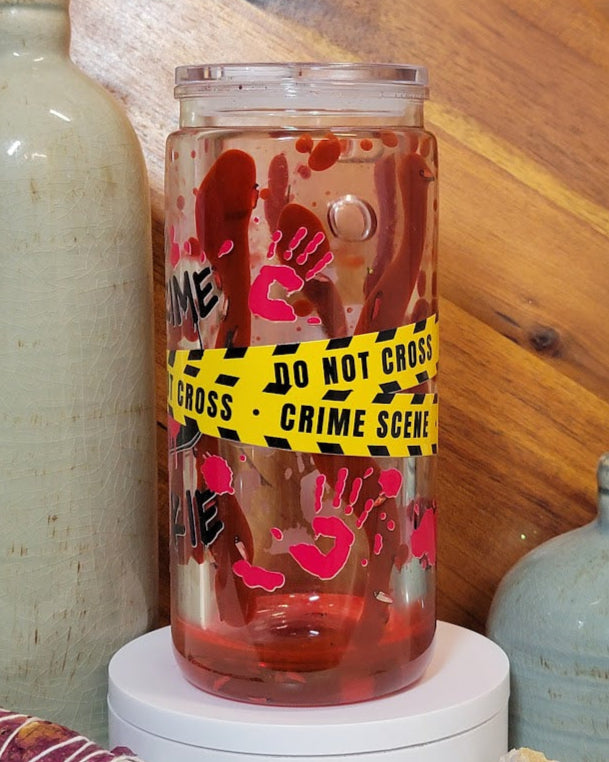 20 Oz True Crime Junkie Lava Flow Acrylic Snow Globe Libby Cup