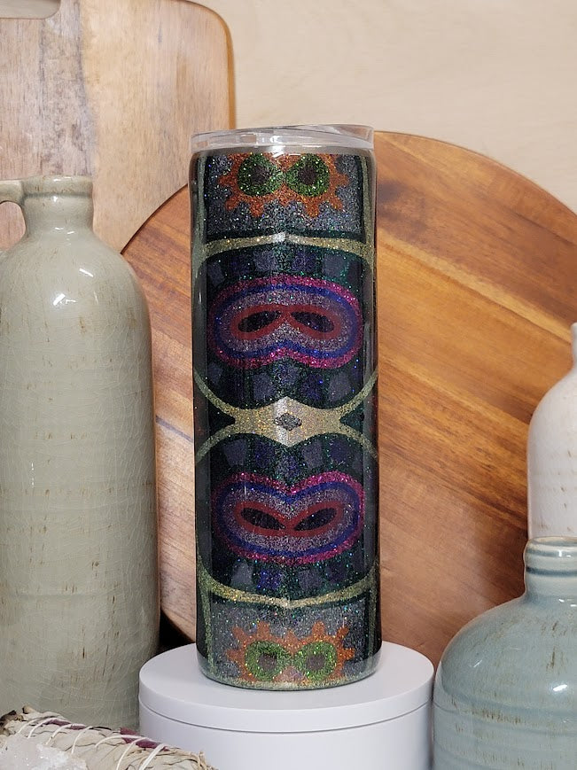 20 Oz Skinny/Straight Mandala Template Glitter Tumbler