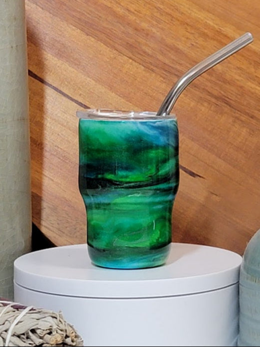 3 Oz Green Swirl Mini Shot Tumbler