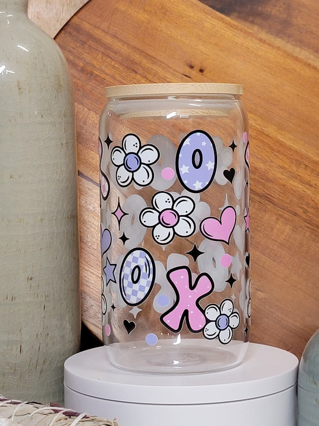 16 Oz Xs & Os & Hearts & Flowers Libby Cup