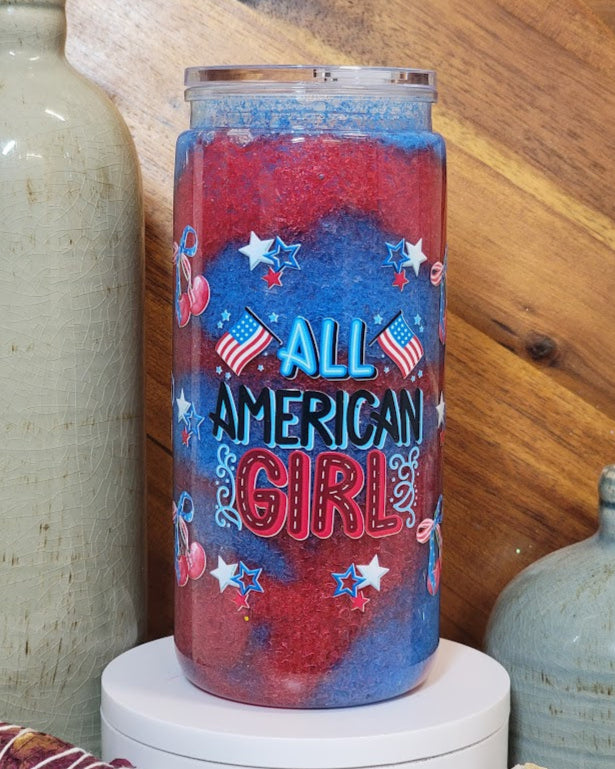 20 Oz All American Girl Slush Look Acrylic Snow Globe LIbby