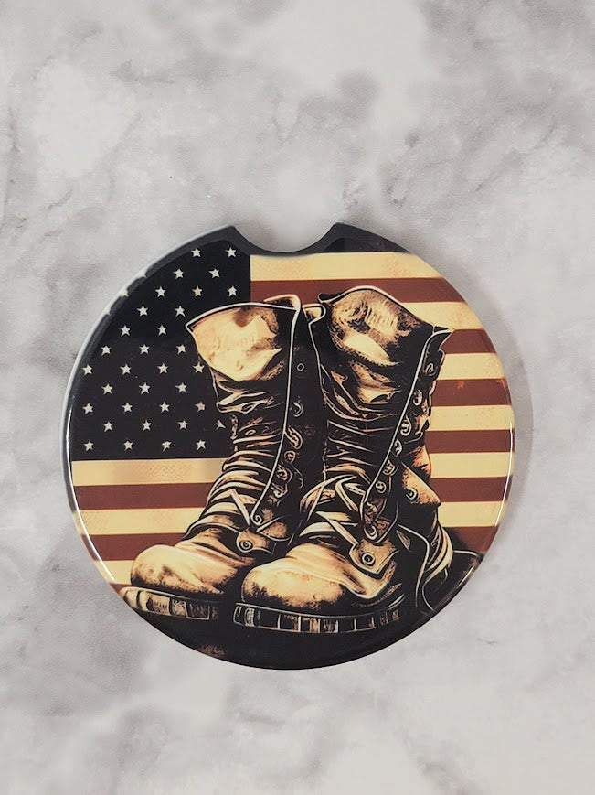 Boots With Flag Car Coaster