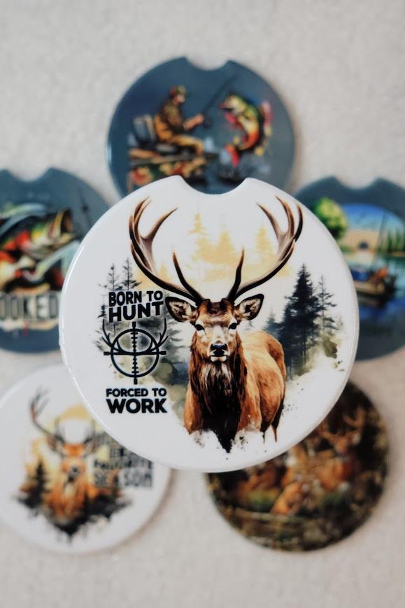 Born To Hunt Forced To Work Car Coaster
