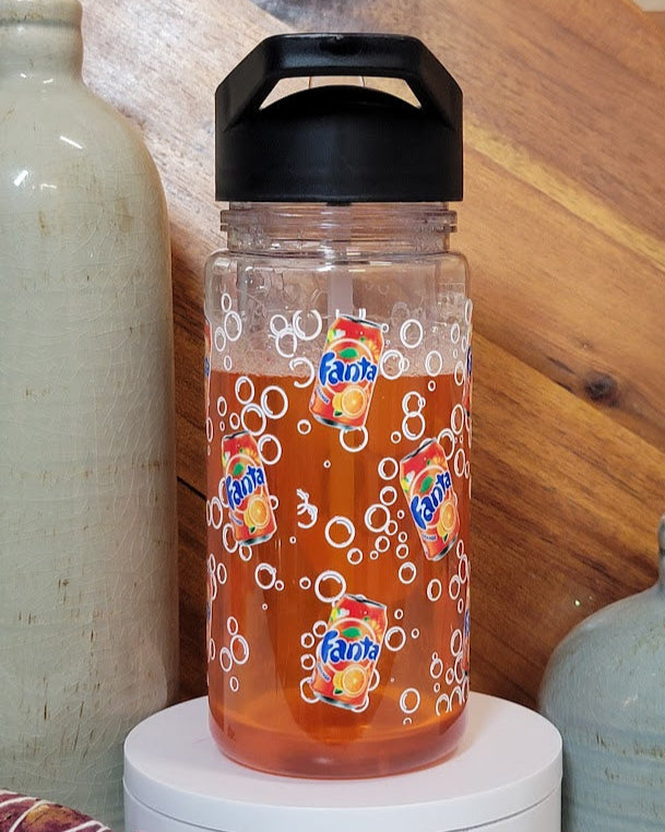12 Oz Orange Soda Look Kids Acrylic Snow Globe Water Bottle