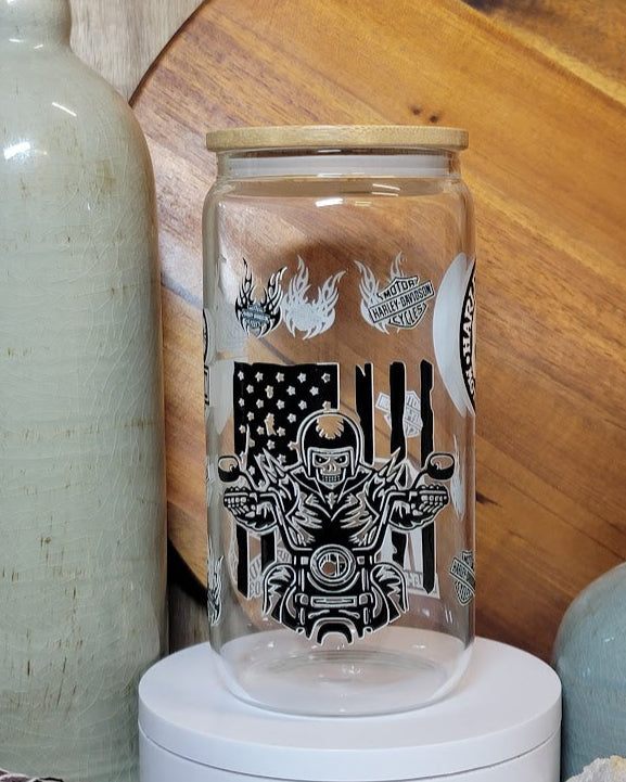 16 Oz Skeleton Biker Libby Cup