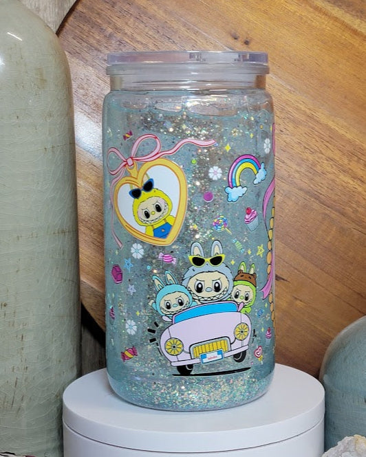 16 Oz Little Monsters Motionless Glitter Snow Globe Acrylic Libby Cup