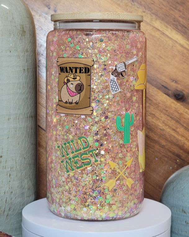 16 Oz Western Mama Slow Flow Glitter Snow Globe Libby Cup