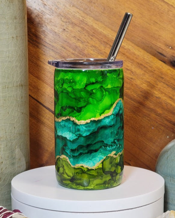 3 Oz Green & Gold Mini Straight Tumbler