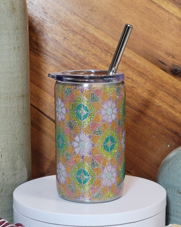 3 Oz Gold Glitter Mini Straight Tumbler