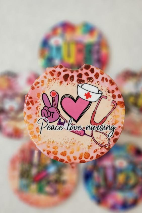 Peace Love Nursing Car Coaster