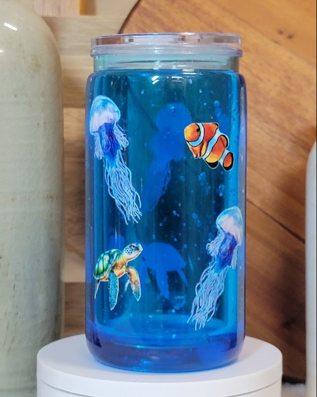 16 Oz Aquarium Motionless Fluid Acrylic Snow Globe Libby Cup