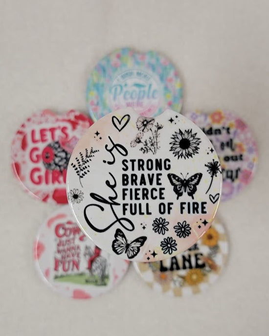 She Is Strong Brave Fierce Car Coaster