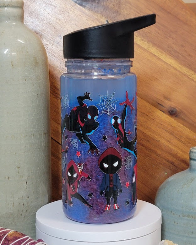 12 Oz Spidey Liquid Slush Look Kids Acrylic Snow Globe Water Bottle