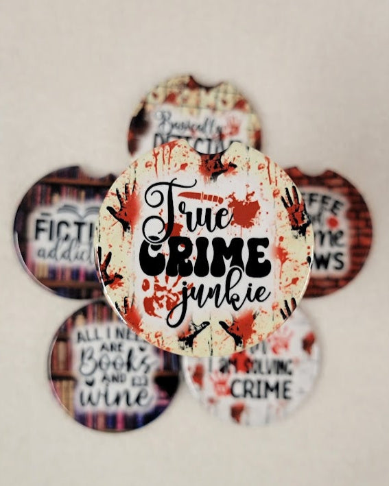 True Crime Junkie Car Coaster