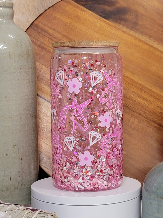 16 oz Unicorn Motionless Glitter Snow Globe Libby Cup