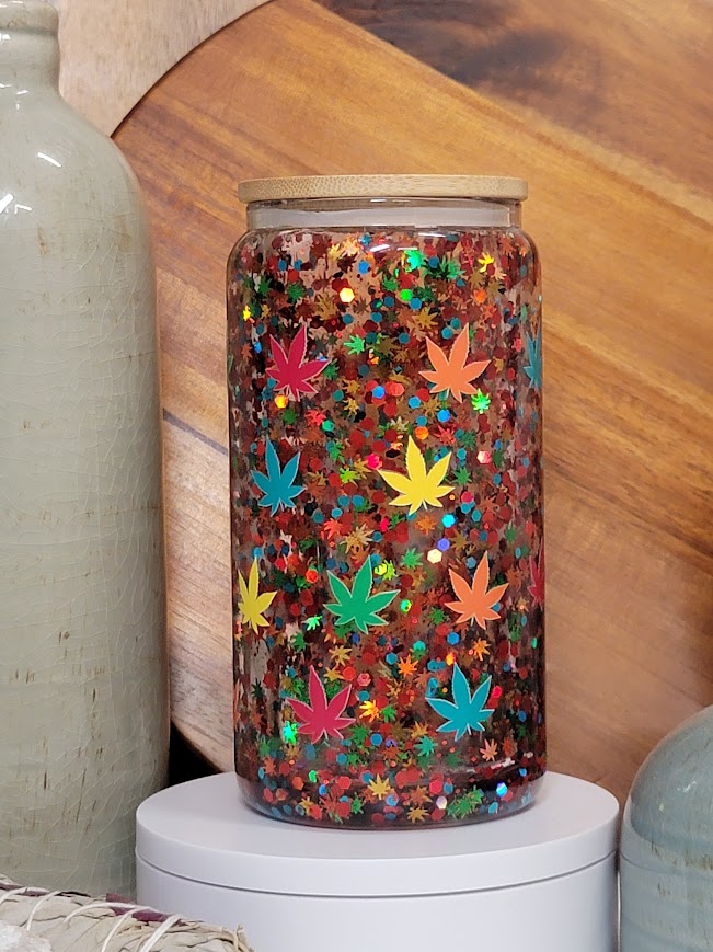 16 oz Jamaica Weed Medium Flow Glitter Snow Globe Libby Cup