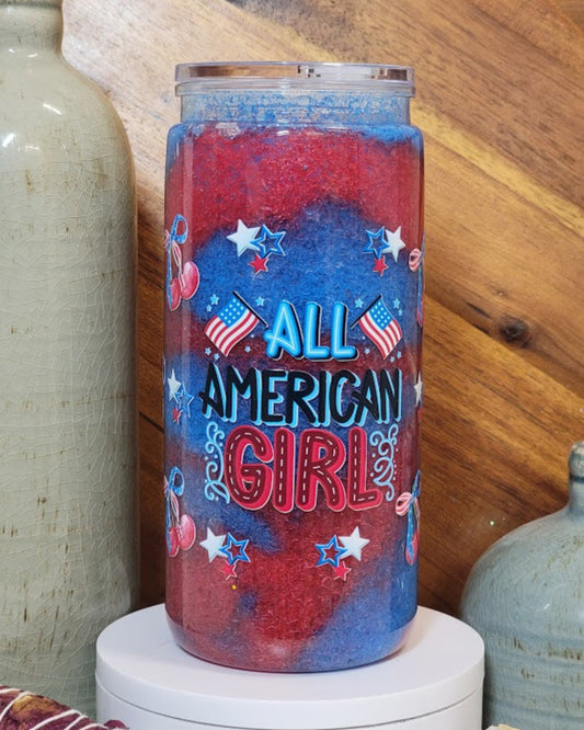 20 Oz All American Girl Slush Look Acrylic Snow Globe LIbby