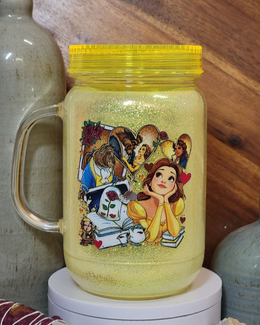 20 Oz Beast Motionless Glitter Acrylic Mason Jar