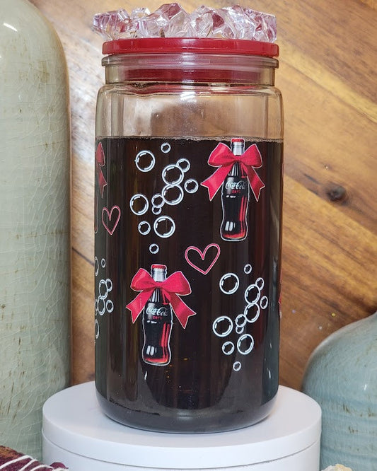 16 Oz Red Soda Ribbons Snow Globe Acrylic Libby Cup