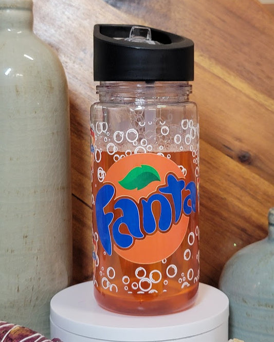 12 Oz Orange Soda Look Kids Acrylic Snow Globe Water Bottle