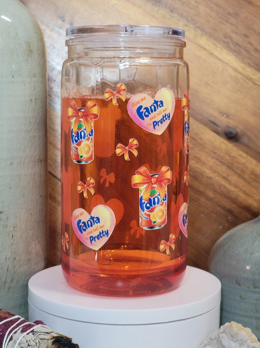 16 Oz Orange Soda Ribbons Snow Globe Acrylic Libby Cup