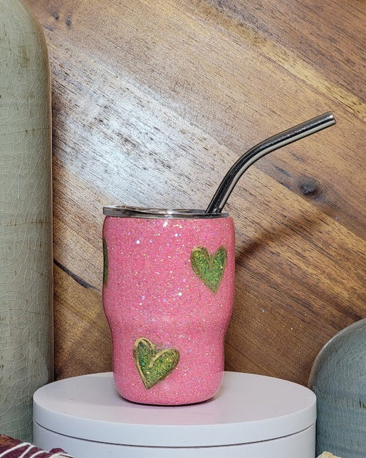 3 Oz Green Hearts Mini Shot Tumbler