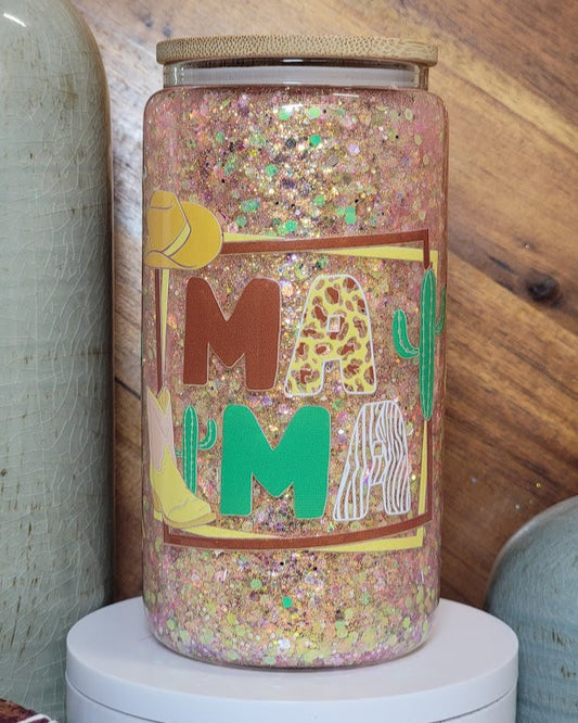 16 Oz Western Mama Slow Flow Glitter Snow Globe Libby Cup