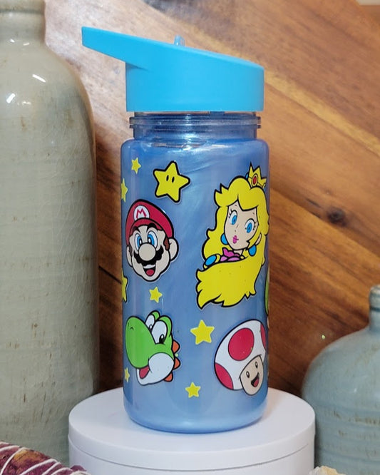 12 Oz Mario Metallic Swirl Kids Acrylic Snow Globe Water Bottle