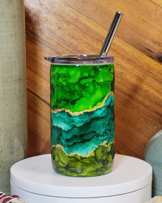 3 Oz Green & Gold Mini Straight Tumbler