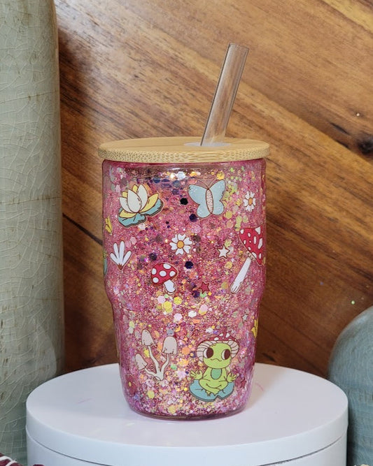 4 Oz Pink Boho Snow Globe Shot Glass