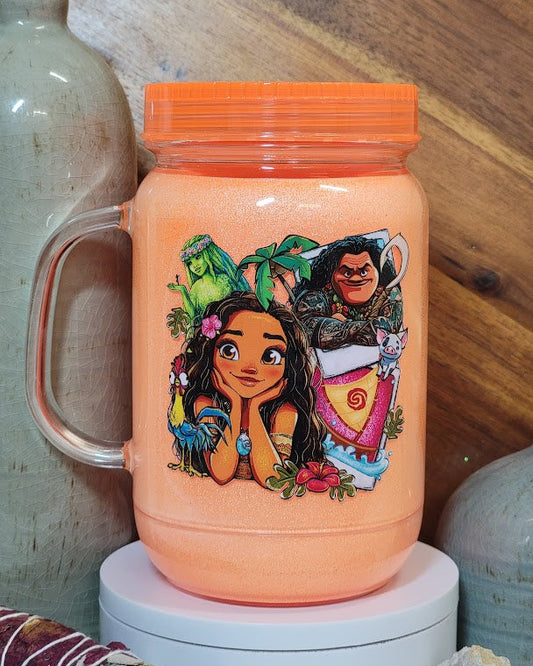 20 Oz Island Girl Motionless Glitter Acrylic Mason Jar