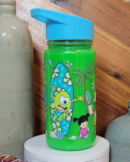 12 Oz Monsters Green Swirl Kids Acrylic Snow Globe Water Bottle