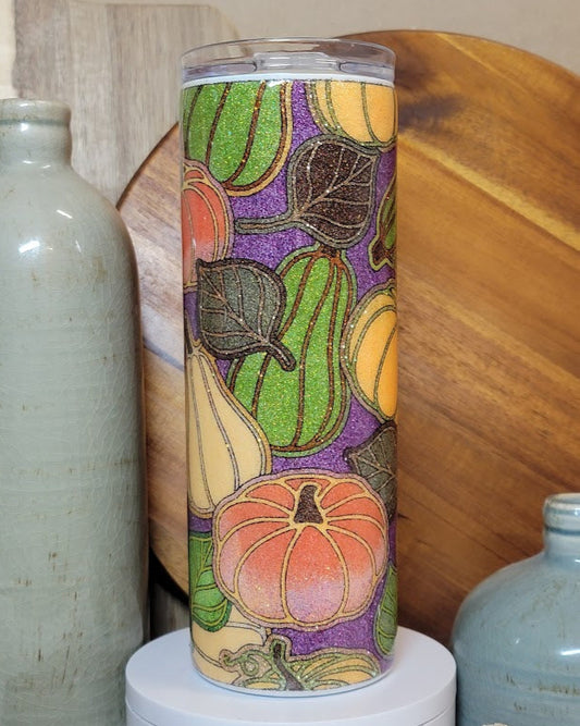 20 oz Skinny/Straight Fall Pumpkins Template Glitter Tumbler