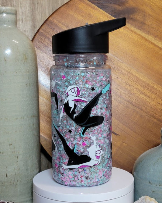 12 Oz Lady Spider Kids Acrylic Snow Globe Water Bottle