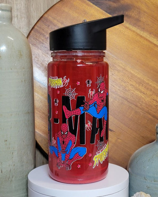12 Oz Spider Red Fluid Kids Acrylic Snow Globe Water Bottle